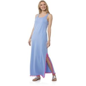 **NWT** RACERBACK POM POM MAXI DRESS HYDRANGEA